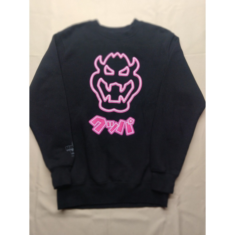 Super Nintendo World Universal Studios Bowser Pink Neon Sweatshirt Black Small